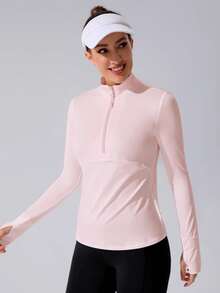 Sovereign Charm Comfortable Breathable Zip-Up Stand Collar Sports Jacket - Pink - View 6