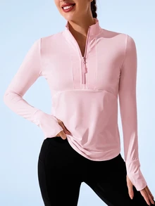 Sovereign Charm Comfortable Breathable Zip-Up Stand Collar Sports Jacket - Pink - View 4