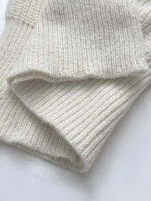 Maweii Sweater Pullover Wanita Ukuran Plus, Rajutan Kabel 3D, Leher Bulat, Kancing Setengah Depan, Lengan Lentera Raglan, Motif Aprikot Musim Gugur/Dingin, Pakaian Luar Atasan - Aprikot - View 9