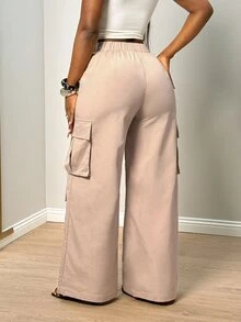 BamGleam Women's Solid Color Casual Versatile Daily Wear Suit Pants Everyday Going Out Dusty Pink Summer - Khaki - View 2
