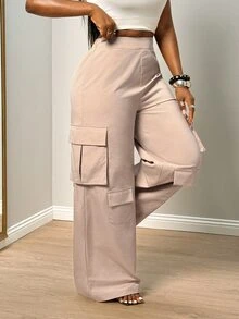 BamGleam Women's Solid Color Casual Versatile Daily Wear Suit Pants Everyday Going Out Dusty Pink Summer - Khaki - View 6