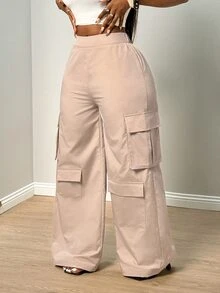 BamGleam Women's Solid Color Casual Versatile Daily Wear Suit Pants Everyday Going Out Dusty Pink Summer - Khaki - View 4