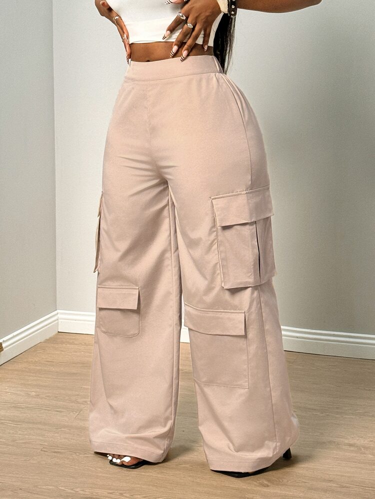 BamGleam Women's Solid Color Casual Versatile Daily Wear Suit Pants Everyday Going Out Dusty Pink Summer - Khaki - View 4