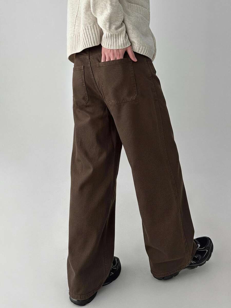 DAZY Men's Curved Leg Washed Distressed Denim Jeans Fall - Brown - View 1