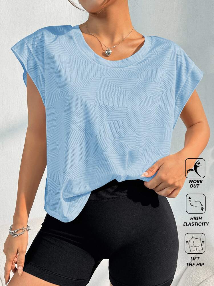 Sovereign Charm Loose Women's Yoga Outerwear Running Fitness Sports T-Shirt Tank Top Tummy Control Shirt Gym Blouse Plus Workout Tops Women - Blue - View 5