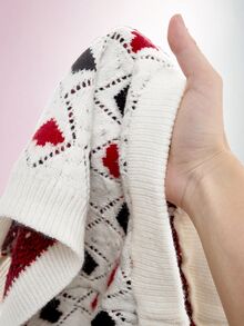 Amplova Ultra Low Waist Women's Knitted Heart Poker Card Crochet Mini Skirt - White - View 17