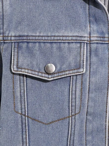 SHEIN Teen Boy Y2k Simple And Comfortable Fleece-Lined Denim Jackets And Autumn Coats For Black To School - Blue - View 6