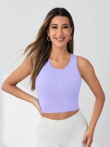Sovereign Charm Seamless Slimfit Long Sleeve Top Hip Length Antibacterial Lightweight Summer Gymworkout Tank Top - Mauve Purple - View 7
