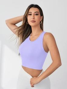 Sovereign Charm Seamless Slimfit Long Sleeve Top Hip Length Antibacterial Lightweight Summer Gymworkout Tank Top - Mauve Purple - View 6