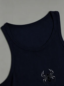 Gym Rark 男士蜘蛛圖案極簡運動背心，健身房適用 - 藏蓝色 - 查看 5