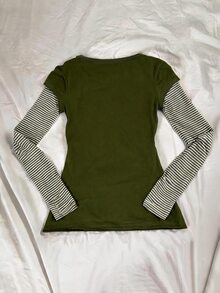 IslaSuriya Women's Patchwork Striped Long Sleeve 2 In 1 Casual Top - Multicolor - View 2
