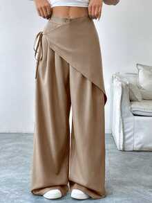 SoleilVie Women's Casual Solid Color Pants, Suitable For Summer Fall Cloth For Women - Mocha Brown - View 5