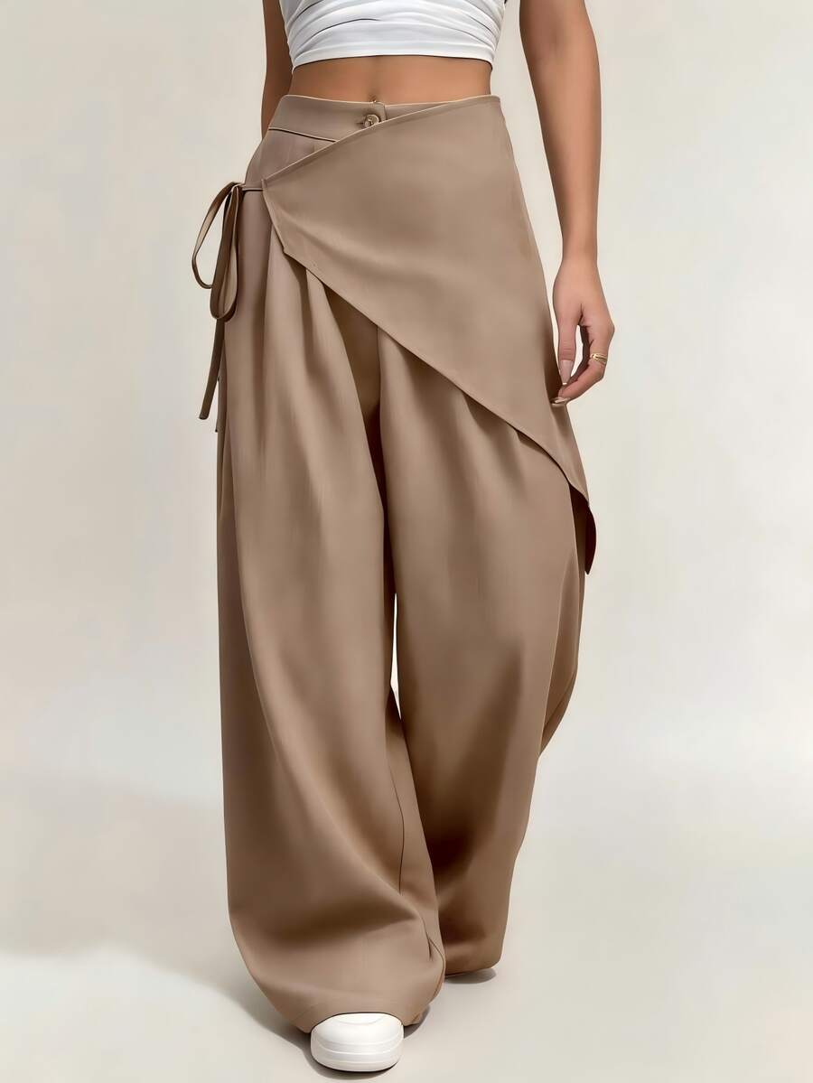 SoleilVie Women's Casual Solid Color Pants, Suitable For Summer Fall Cloth For Women - Mocha Brown - View 1