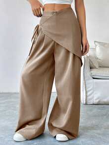 SoleilVie Women's Casual Solid Color Pants, Suitable For Summer Fall Cloth For Women - Mocha Brown - View 4