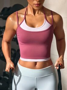 Solea Cove U-Neck Backless Seamless Fitted Slim Waist Yoga Fitness Tank Top With Shoulder Straps For Running - Multicolor - View 5