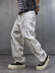 Manfinity EMRG Men's Fashion Casual Vintage Washed Denim Jeans - Multicolor - View 1