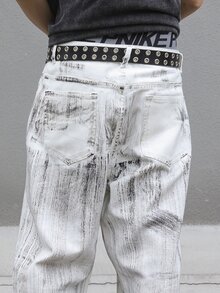 Manfinity EMRG Men's Fashion Casual Vintage Washed Denim Jeans - Multicolor - View 8
