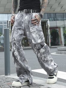 Manfinity EMRG Men's Full-Print Multi-Pocket Casual Jeans, Minimalist Design - Multicolor - View 6