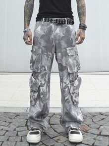 Manfinity EMRG Men's Full-Print Multi-Pocket Casual Jeans, Minimalist Design - Multicolor - View 7