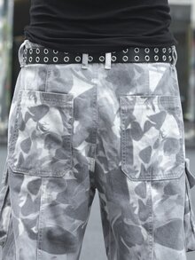 Manfinity EMRG Men's Full-Print Multi-Pocket Casual Jeans, Minimalist Design - Multicolor - View 5