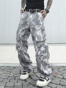Manfinity EMRG Men's Full-Print Multi-Pocket Casual Jeans, Minimalist Design - Multicolor - View 8