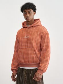 TOKVUE Men's Hooded Sweatshirt With Plaid And Letter Pattern, Urban Renaissance Street Style, Casual Fashion, Creative Personalized Streetwear - Multicolor - View 2