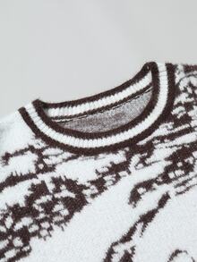 Manfinity EMRG Men's Casual Graphic Crew Neck Drop Shoulder Long Sleeve Sweater, Autumn - Multicolor - View 5