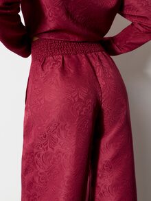 Nöista Part Of A Set, Jacquard Trousers, With Baloon Effect And Elastic Band On The Bottom Hem. Perfect For Casual Days, Weekends. Fall/Winter Outfit  - Burgundy - View 6