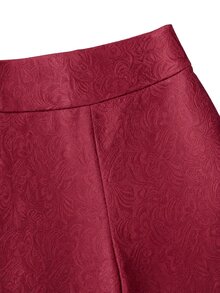 Nöista Part Of A Set, Jacquard Trousers, With Baloon Effect And Elastic Band On The Bottom Hem. Perfect For Casual Days, Weekends. Fall/Winter Outfit  - Burgundy - View 10
