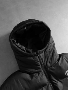 PAVTROS Men's Winter Hooded Padded Coat With Zipper And Pockets, New Year's Day - Black - View 4