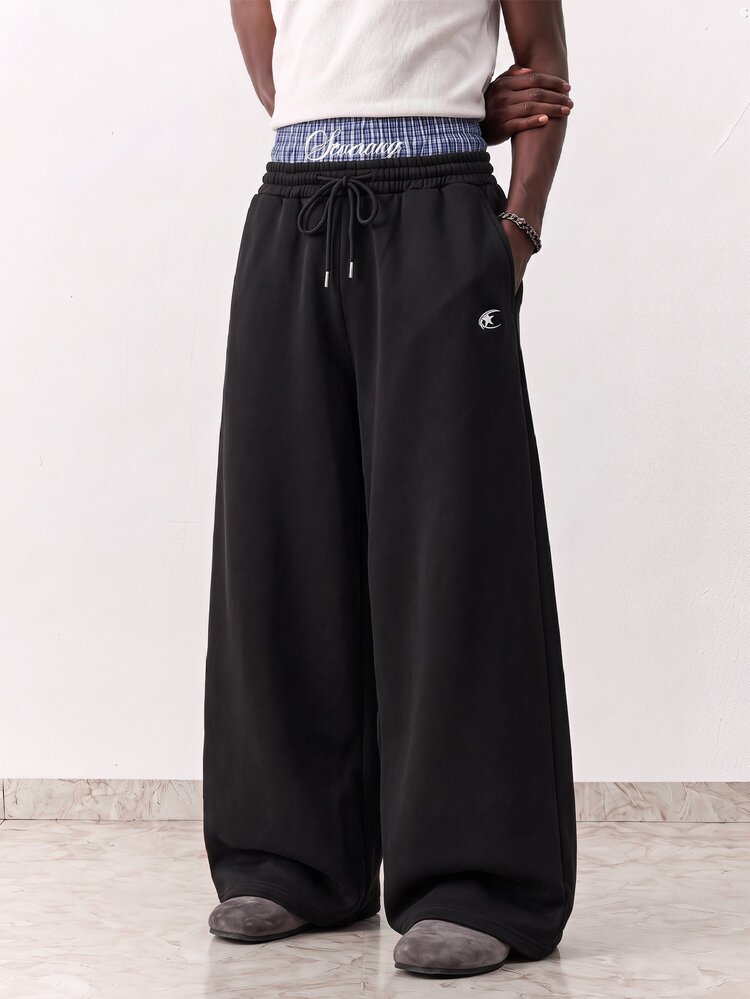 SWAVVY Men's Spring/Autumn Casual Loose Fit Long Pants Standard Size Grey Reflective Panel Patchwork - Black - View 8