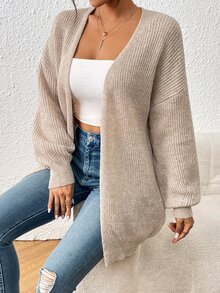 SHEIN LUNE Open Front Drop Shoulder Duster Cardigan,Long Sleeve Tops Fall Winter Cloth For Women - Mocha Brown - View 7