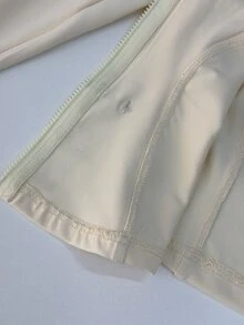 SHEIN PETITE Women's Spring/Summer New Knit Sporty Style Ribbon & Frog Button Design Sun Protection Thin Jacket - Apricot - View 11
