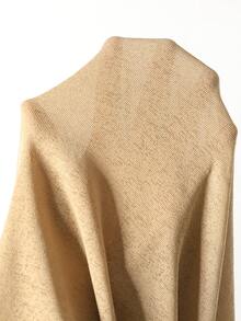 Linhara CURVE Plus Size Soft Knit Shiny Silk Fabric Criss-Cross Wrap Structure Long Sleeve Fitted T-Shirt Elegant For Outing, Date, Gathering, Party, Daily Commute - Khaki - View 10