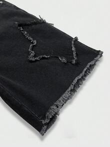 Manfinity EMRG Men's Summer Denim Shorts Street Loose Wide Leg Shorts - Black - View 8