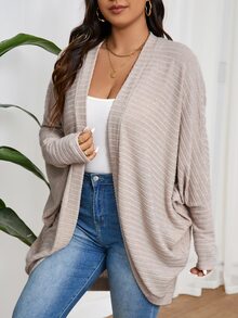 Lounesse Plus Size Casual Loose Textured Knit Cardigan Sweater,Fall Women Clothes Winter Autumn Fall/Winter - Apricot - View 8