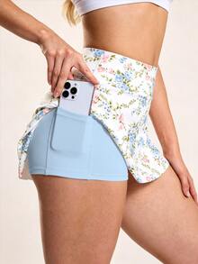 SHEIN Sovereign Charm Summer Floral Print Sports Skort - Multicolor - View 5
