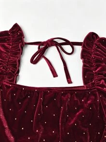 GlowEve CURVE Women's Plus Size Elegant Square Neck Ruffle Hem Dress Christmas - Burgundy - View 6