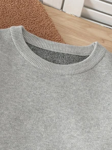 Grey Snowflake Bow Casual Tween Girls Sweater Set - Grey - View 3