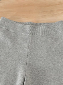 Grey Snowflake Bow Casual Tween Girls Sweater Set - Grey - View 5