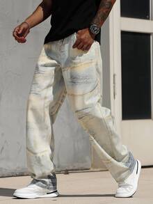 Manfinity EMRG Men's Wide Leg 3D Print Jeans - Multicolor - View 3