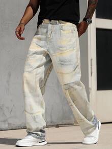 Manfinity EMRG Men's Wide Leg 3D Print Jeans - Multicolor - View 4