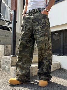 Manfinity EMRG Unisex American Camouflage Cargo Jeans - Multicolor - View 5