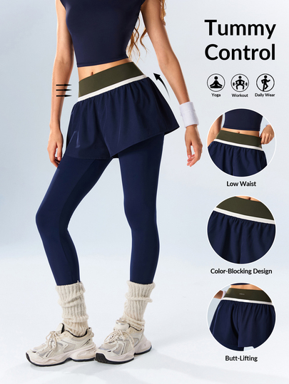 VARSIVA Women's Colorblock 2 In 1 Casual Sports Leggings