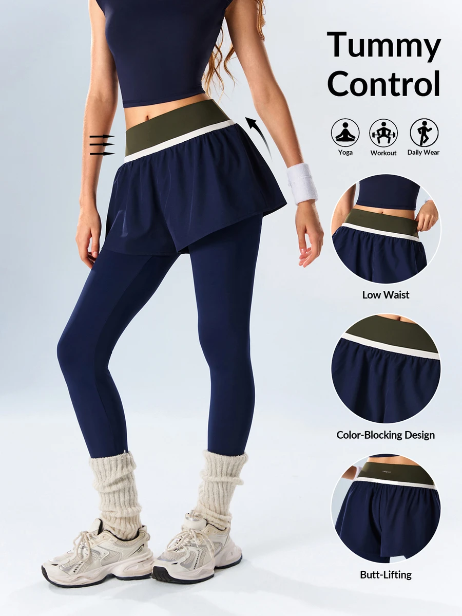VARSIVA Women's Colorblock 2 In 1 Casual Sports Leggings - Multicolor - View 1