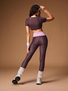 VARSIVA Women's 2 In 1 Ultra Short Top & Tight Leggings Sports Set - Multicolor - View 2