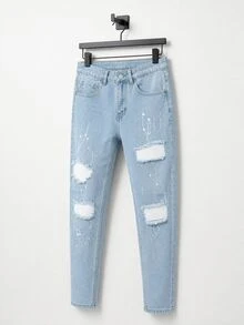 EGENSIO Men's Distressed Slim-Fit Casual Denim Jeans With Pockets - Light Wash - View 5
