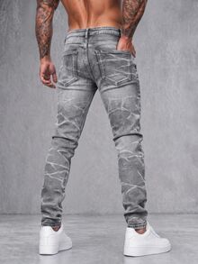 EGENSIO Men's Slim-Fit Denim Pants With Pockets And Distressed Design For Daily And Travel, Emo Style - Grey - View 3