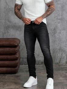 EGENSIO Men's Pocket Skinny Casual Versatile Jeans - Black - View 4
