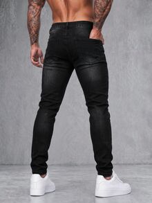 EGENSIO Men's Pocket Skinny Casual Versatile Jeans - Black - View 3